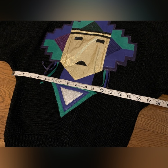 Augustina Vintage Leather Aztec Sweater size M - Picture 11 of 14